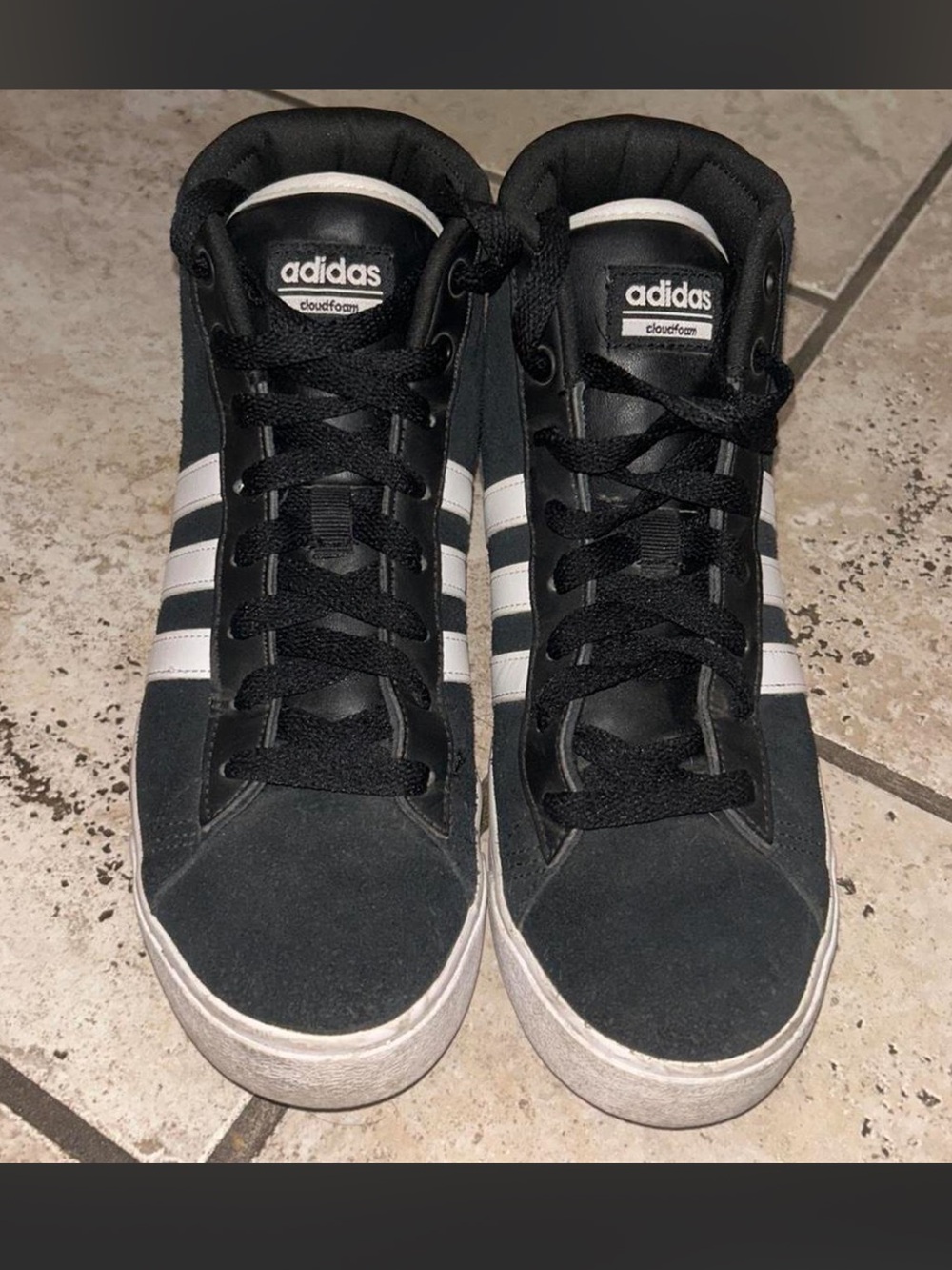 Adidas Black High-Top cloud foam Sneakers with White Stripes